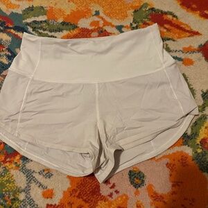 Lululemon size 2 speed up shorts, white high waisted 2.5” inseam